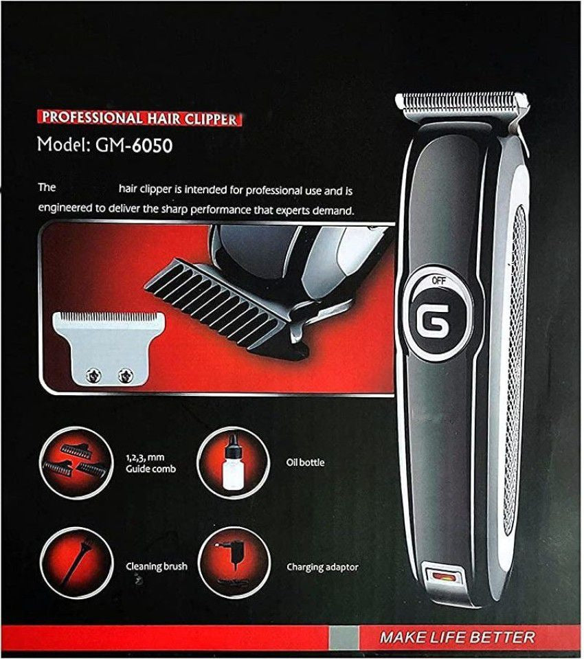 Geemy GM-6050 Professional Hair Clipper | Original Rechargeable Hair & Beard Trimmer | Full Grooming Kit