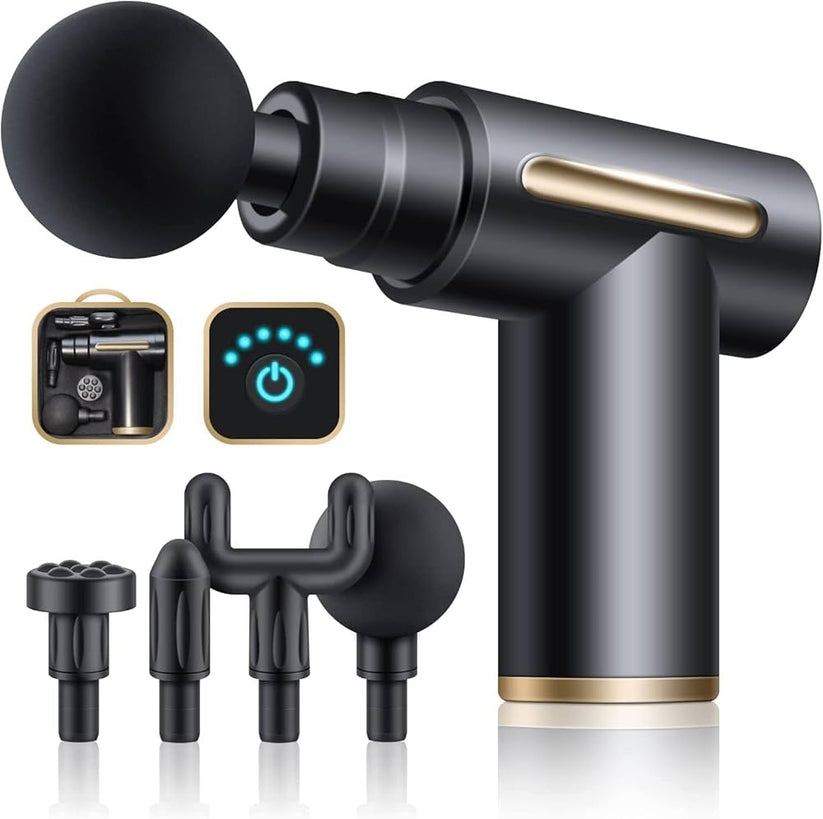 5-in-1 Massage Gun | Deep Tissue Electric Body Massager with 6 Speeds & 4 Massage Heads for Muscle Relaxation
