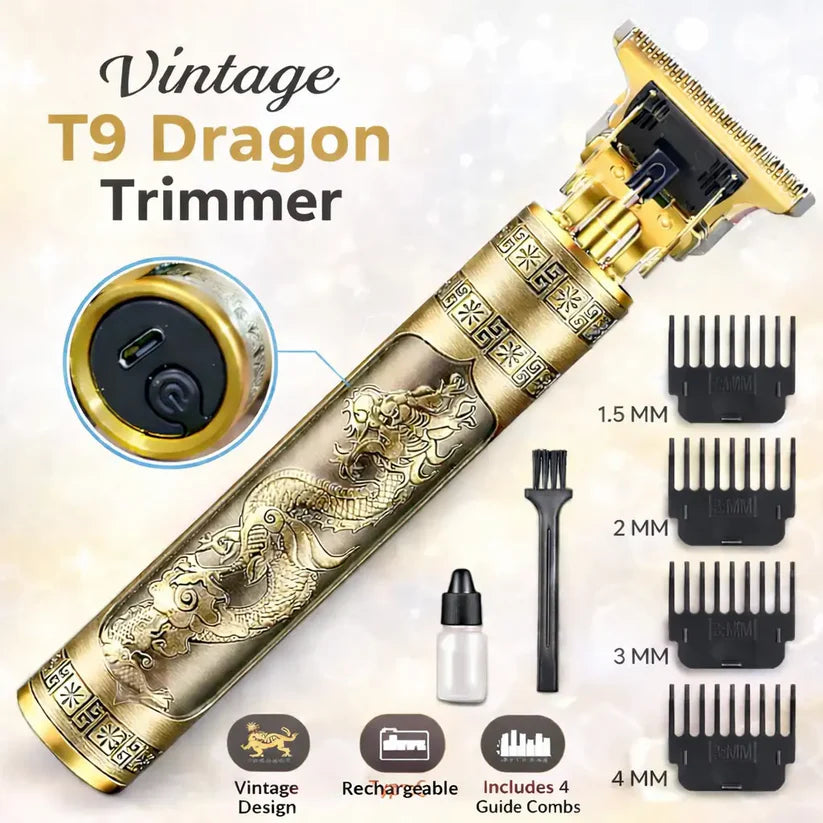Vintage T9 Dragon Metal Body Trimmer for Men | Hair & Beard Clipper